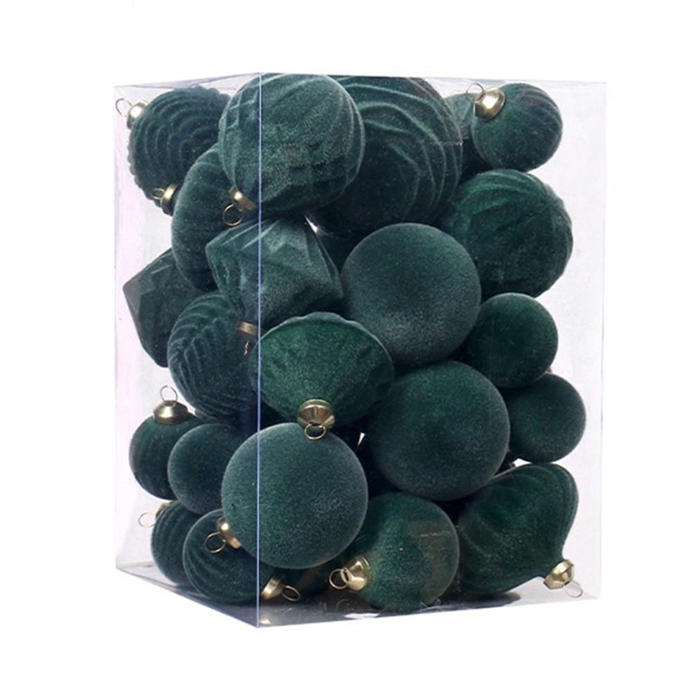 Набор из 35 декоративных флокированных украшений для усиления праздничной атмосферы