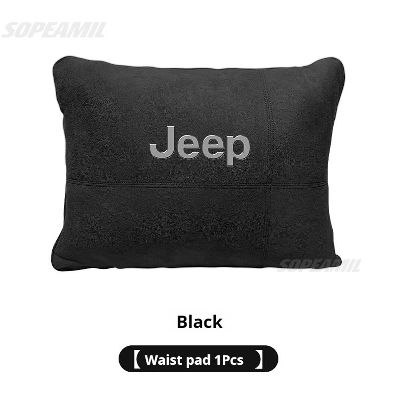 Jeep Grand Cherokee Wrangler JK Gladiator Patriot Commander Renegade Compass Suede Car Headrest Neck Pillow Seat Waist Cushion ALP1