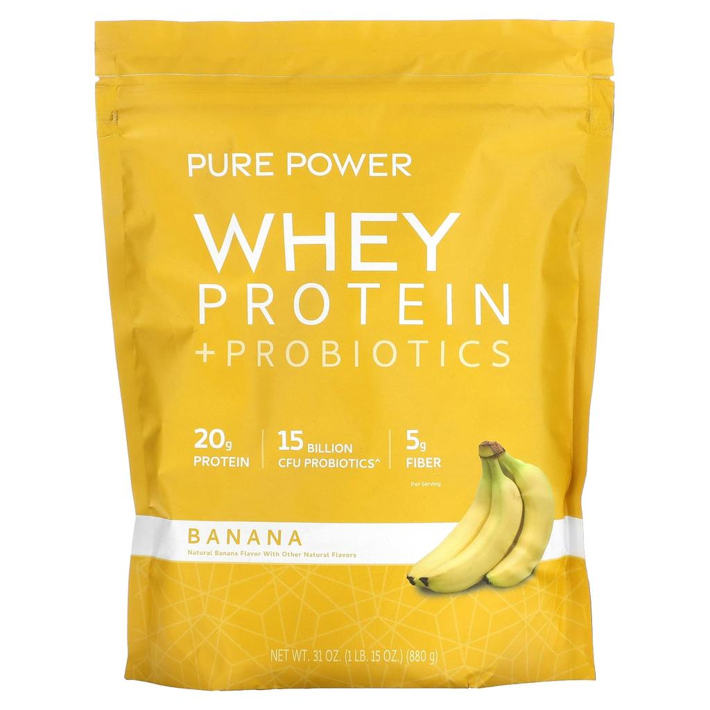Dr. Mercola Pure Power, Whey Protein + Probiotic, Banana Flavor, 1 Lb 15 Oz (880 G)