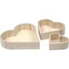Wooden Bowls - Creotime - Heart Shape - 3 Pieces - Length 13-25 Cm - White