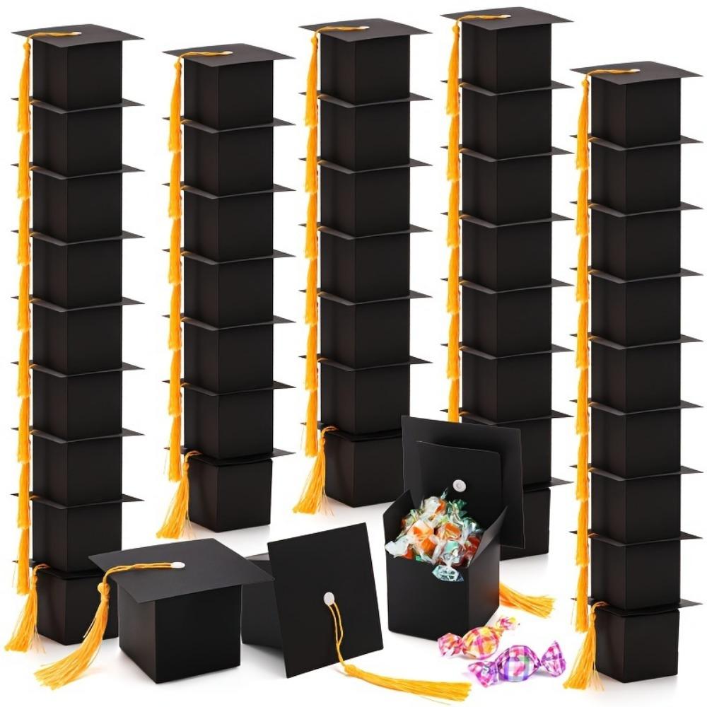 25 шт. коробка конфет креативная шляпа выпускника подарок коробка сахара шоколад с кисточкой коробка конфет выпускной украшение вечеринка памятная подарочная коробка