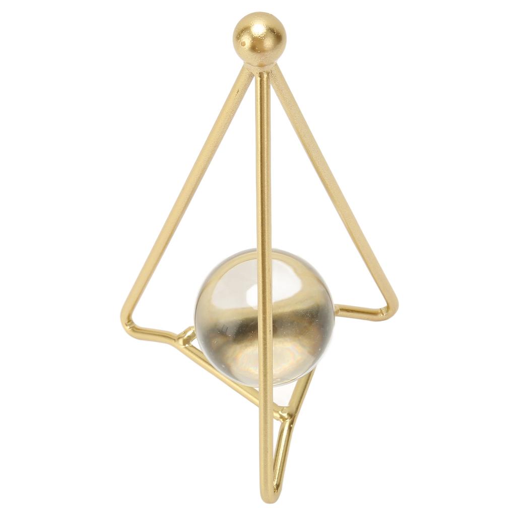 Artificial Crystal Ball with Gold Stand Geometric Abstract Art Display Living Room Home Decoration