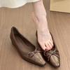 Fashion Inside Low Heel Shoes Autumn New Pointed Toe Shallow Mouth Bow Soft Sole Non-slip Single Shoes