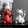 Lucky Cat Resin Figurine – Feng Shui Maneki Neko Desktop Decoration for Home & Office
