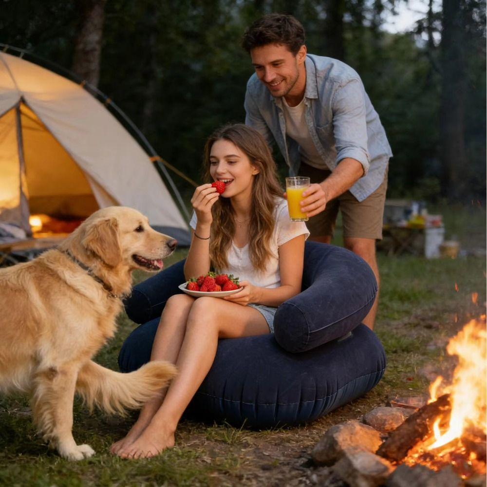 U-shaped Inflatable Lazy Sofa Flocking Inflatable Flocking Chair Inflatable Single Sofa Outdoor