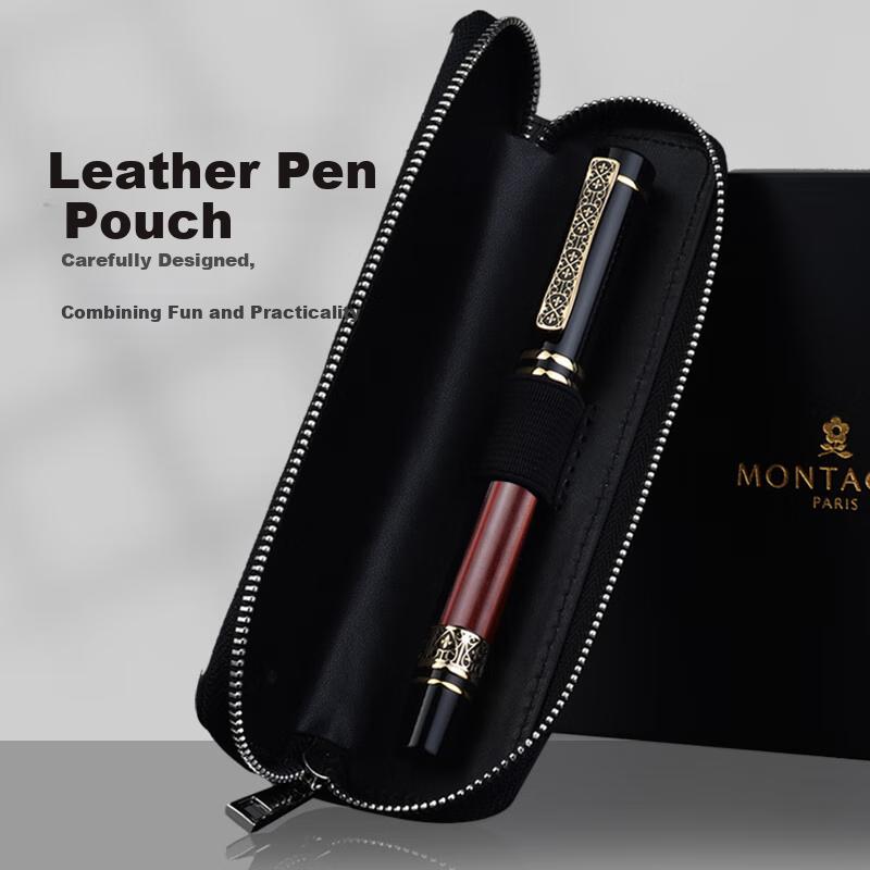 Fountain Pen Gift Box, Leather Zipper Pen Case, Spiral Pen Cap, Vintage Set, Zun Chong Series, Kitanmu Series, 0.5mm