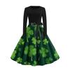 Women's Vintage Classic Dress Long Sleeve Valentine's Day Print Round Neck Swing Dress