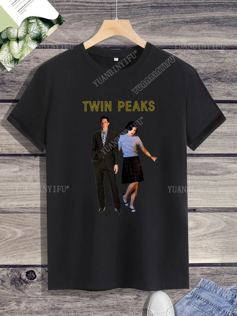 Хипстерская футболка с принтом Twin Peaks Унисекс Свободная футболка Топ Короткий рукав Круглый вырез Уличная Горячая Распродажа