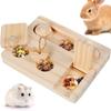 6 In 1 Wooden Hamster Foraging Toys Small Pet Feeder Interactive Puzzle Treat Dispenser Guinea Pig Toys