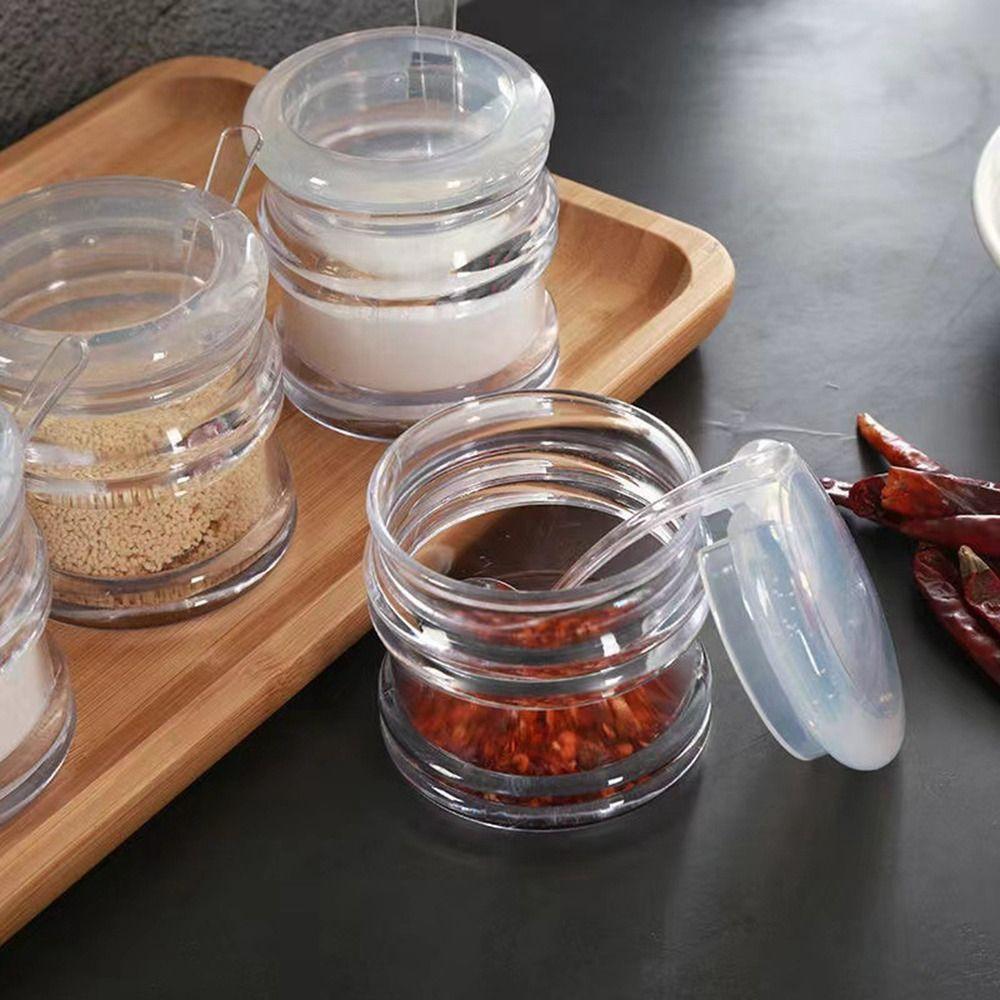 Anti-slip Bowl Sugar Transparent Sugar Pots Multifunctional Acrylic Seasoning Jar for Kitchen