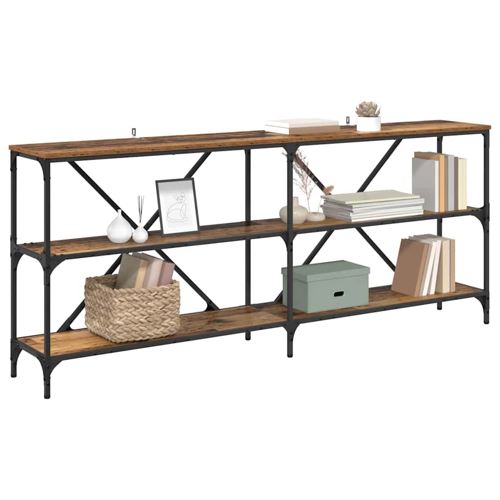 Console Table with Shelf Reclaimed Wood Look 180 x 30 x 75 cm Engineered Wood