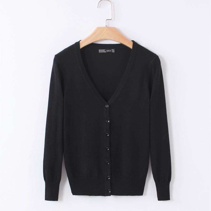 Autumn Women's Thin Sweater Women's Knit Sweater Cardigan Shawl Long Sleeve V-neck Short Coat