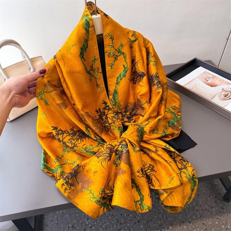 Jinzhi Cuiyun Printed Fragrant Cloud Yarn Spring and Summer New Silk Scarf Large Long Scarf Travel Shawl Sunscreen Women's Scarf Headscarf