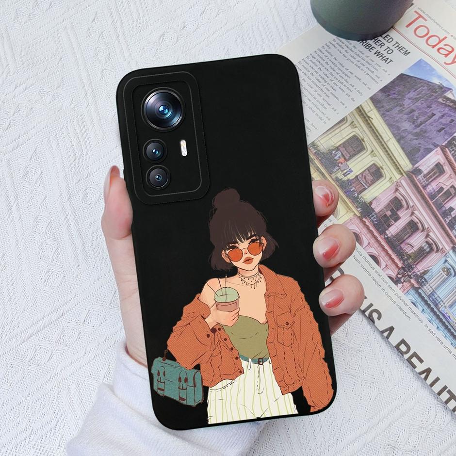 For Xiaomi 12T Case Hot New Design Cute Cat Butterfly Cartoons Matte Liquid Silicone Shell For Xiaomi 12T Pro Ultrathin Fundas