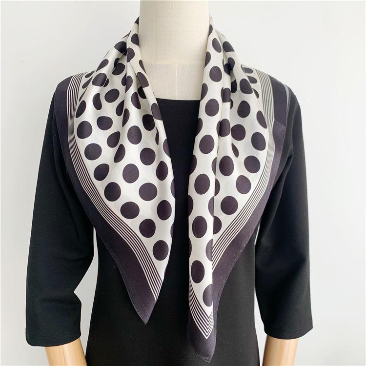 French Romantic Polka Dot Versatile Mulberry Silk Scarf Women'S Satin Silk 70 Square Scarf Spring And Summer Scarf Silk Scarf
