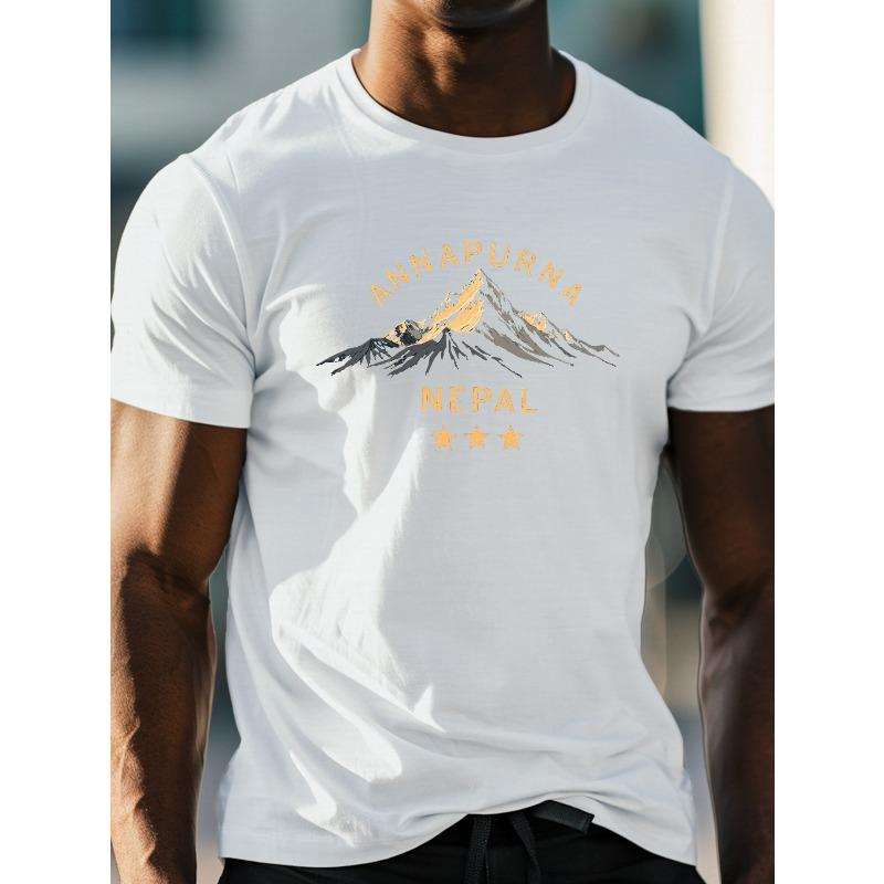 Мужская футболка Annapurna Nepal Mountain Graphic Tee, европейский размер - Повседневная, с круглым вырезом, коротким рукавом, легкая летняя футболка с дизайном в виде золотой звезды