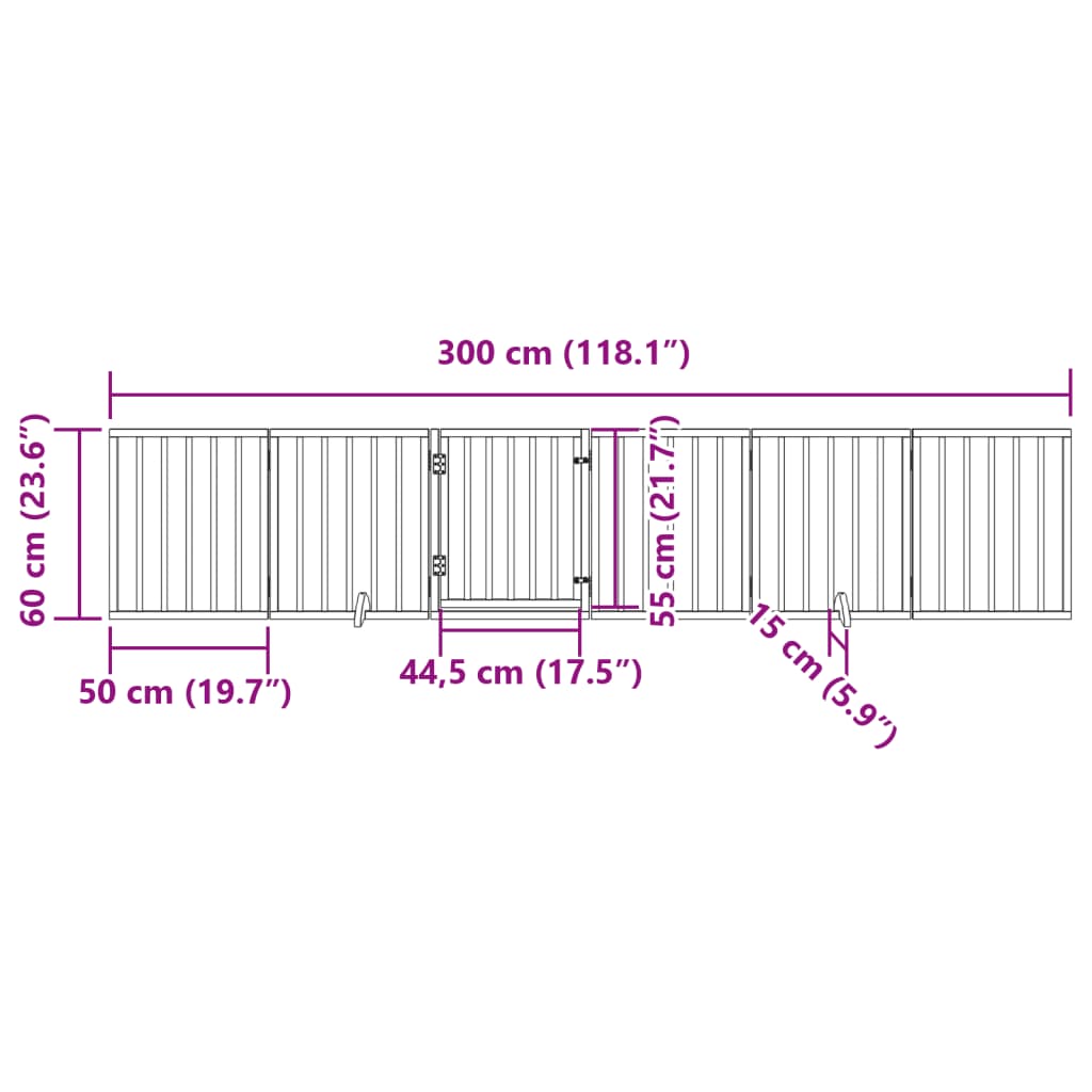 6 Piece Foldable White Dog Gate 300 cm Poplar Wood