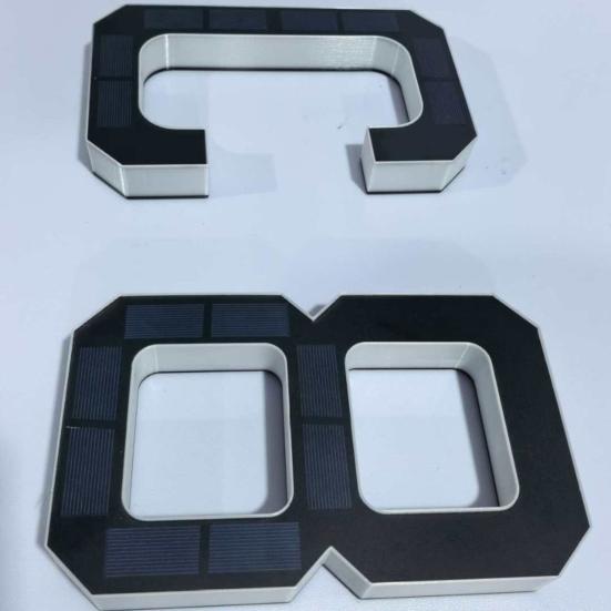 Solar Powered House Number Sign with LED Backlight Auto On/Off Waterproof LED Modern Address Plaque Outdoor Security Light for Home Garden Garage