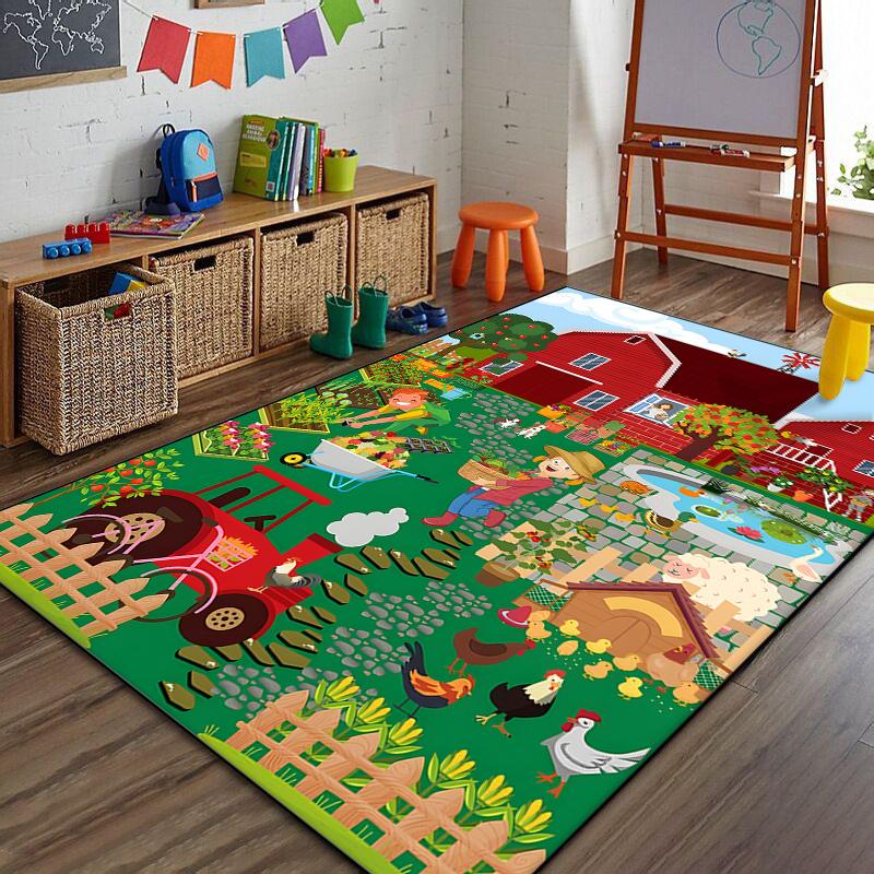 1PC Interesting Farm Cartoon Carpet for Living Room Bedroom Sofa Home Decor Non-slip Floor Mat Children's Activity Area Rugs