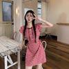 (на молнии) Короткое платье в красную клетку женское летнее нишевый дизайн Spice girl юбка с вырезами на талии