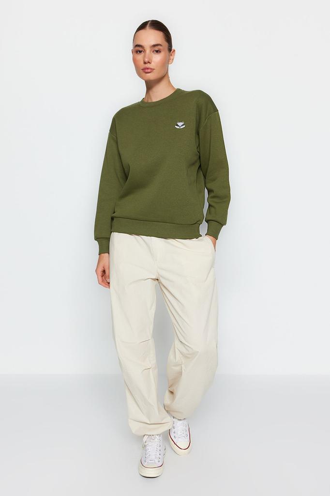 Женская модная стильная толстовка с вышитым изображением животных из камня, обычная, нормальная посадка, толстая внутренняя флисовая трикотажная толстовка