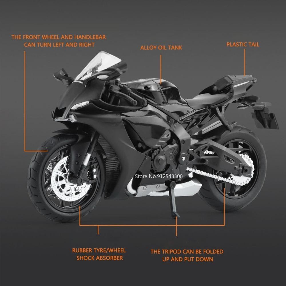 1/12 YAMAHA R1 игрушечная модель мотоцикла литой сплав со звуком и светом резиновые шины масштабная модель мотоцикла игрушки для детской коллекции