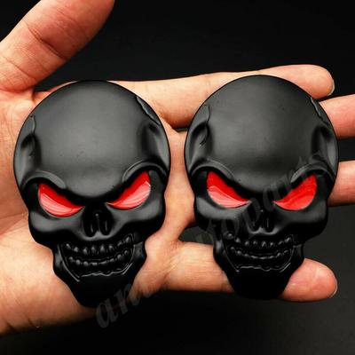 2x 3D Большой Черный Металлический Череп Скелет Злая Кость Эмблема Автомобиля Значок Наклейка