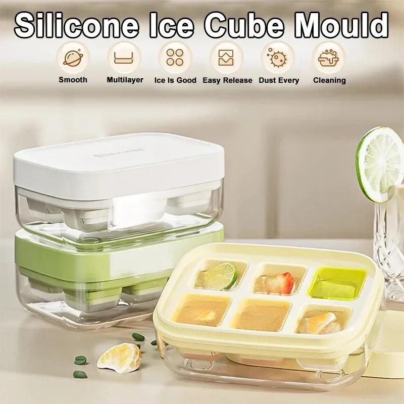 6 Grid Creative Ice Cube Makers Square Ice Cube Moulds Reusable Mini Ice Cube Mold Whiskey Drink Freezing Gadgets Kitchen Tools