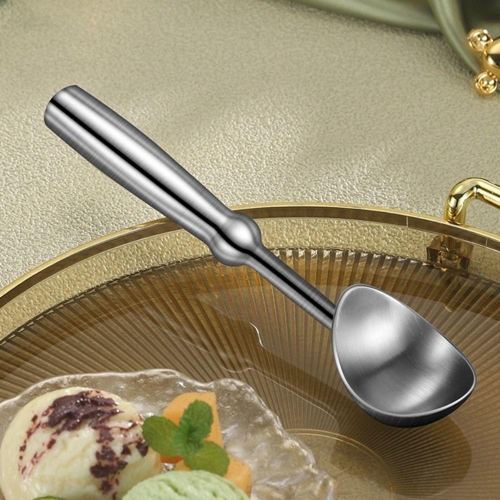 304 Stainless Steel Ice Cream Scoop Self-Dispensing Non Stick Watermelon Scoop Ergonomic Handle Durable Ball Digging Spoon