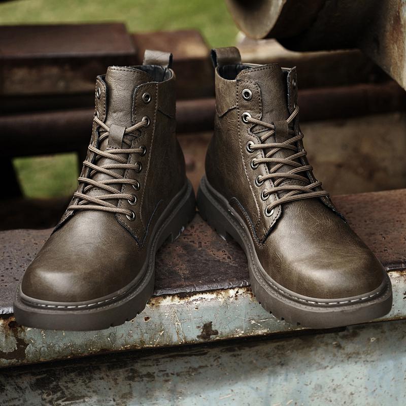 FashionHigh Quality Male Comfort High Top Walking Shoes Genuine Leather Male Casual Ankle Boots Luxury Brand Warm Winter Boots for Men