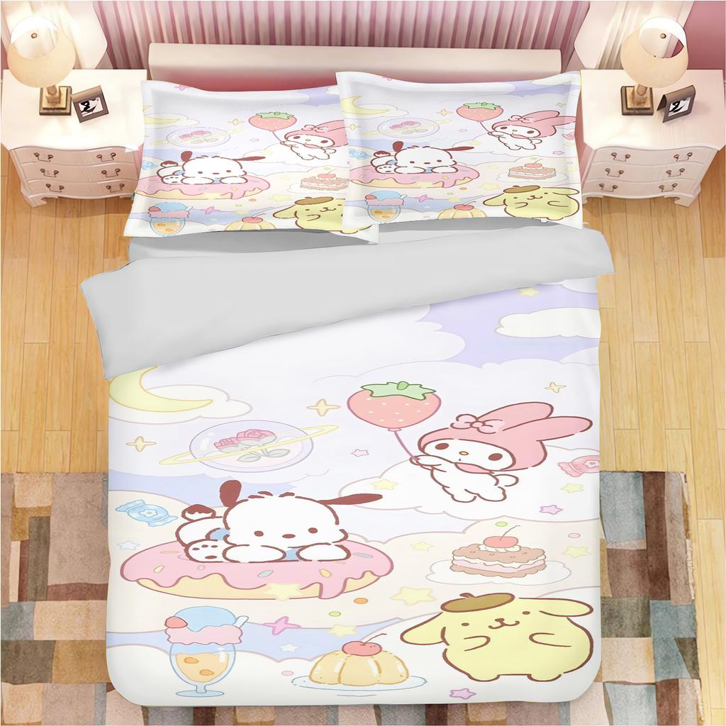 Sanrio Pochacco Комплект пододеяльника Одеяло Постельное белье 3D Детский комплект постельного белья 3 предмета 1 пододеяльник Размер King Size