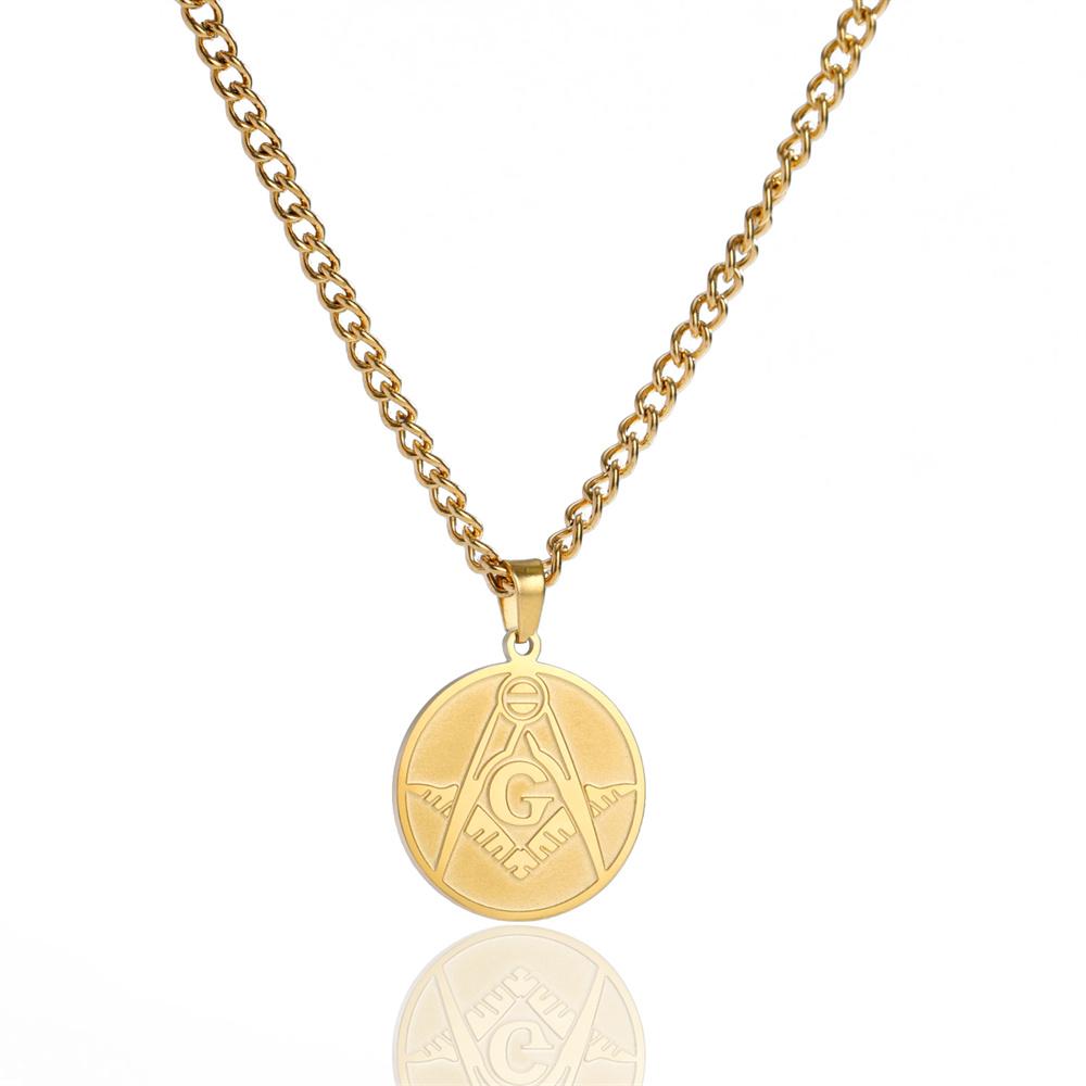  Vintage Masonic Pendant Necklace for Men Stainless Steel Freemason Energy Necklaces Gothic Religious Amulet Jewelry Gift