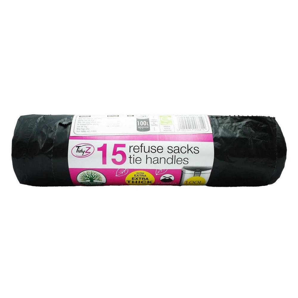 Tidyz 100L Tie Bin Bags (Pack of 15)