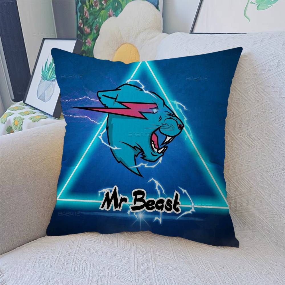 Игровой блогер MrBeast Наволочки Мультяшные Декоративные для Дивана Дома Двусторонние Короткий Плюш Милые Наволочки