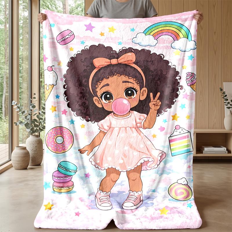 Crowned Fairy with Pink Wings blanket Personalized Name Flannel Blanket Soft Cozy Plush Throw for Sofa Bed Lightweight Home Decor