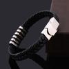 Плетеный браслет из искусственной кожи, титановая сталь, мужской браслет, браслет в стиле панк, ювелирные изделия