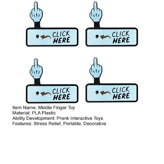 1/2/3/4Pcs Click Here Middle Finger Prank Relief Surprise Button Middle Teens Adults Stress Finger Table