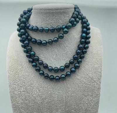 Ожерелье с черным таитянским жемчугом 8-9 мм, 52 дюйма