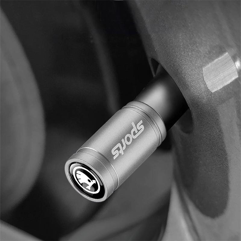 XOWS7 4pcs Metal Car Wheel Tire Valve Caps Stem Case Covers Accessories For Skoda S Kodiaq Octavia 2 3 Yeti Karoq Rapid Fabia VII A5