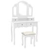 VidaXL Vanity Table and Stool Set White 100x40x146 Cm Paulownia
