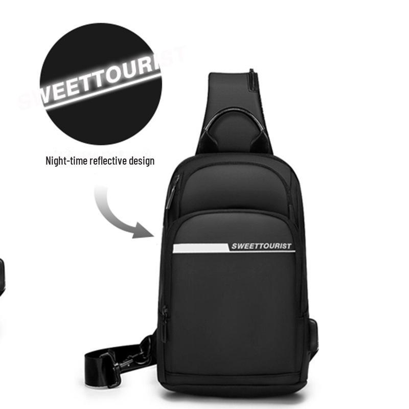 Мужская водонепроницаемая сумка CrossBorder на грудь с USB-портом для зарядки - большая вместимость, рюкзак-мессенджер на одно плечо