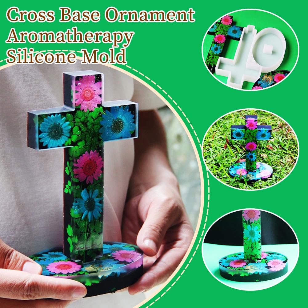 Crossed Silicone Molds Plaster Molds Resin Cross Shape Resin Creative Base With Silicone Castin R1J6