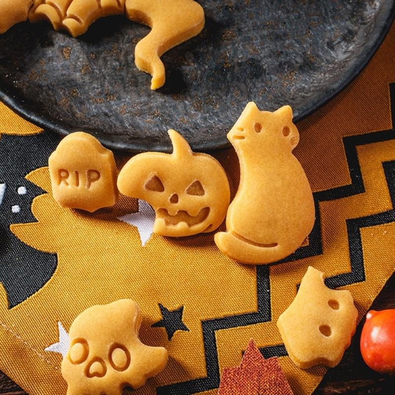 Plastic Cookie Molds Cartoon Halloween Cookie Cutter Biscuit Mold Cookie Decorating Tool Fondants Molds Dishwasher Safe