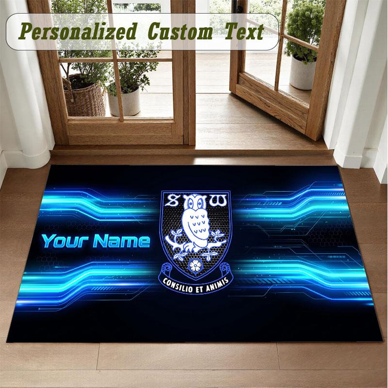 Crystal Velvet Square Rug Custom NameSheffield Wednesday FC Pattern Non Slip Home Floor Decor Rug