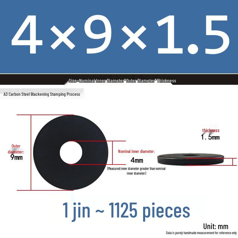 Black Oversized Thickened Round Metal Flat Washer Spacer for Home Use