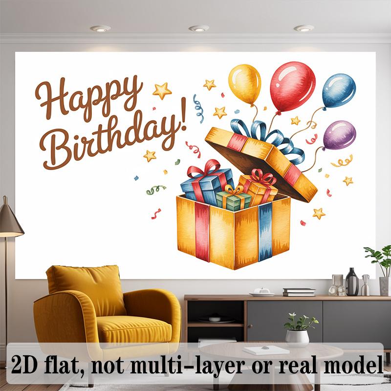Colorful Birthday Photo Banner, Party Backdrop Wall Decor for Celebration