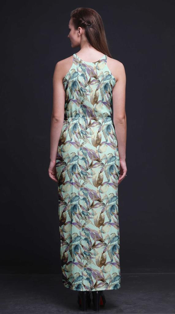 Bimba Платье макси из женское без рукавов с круглым вырезом и разрезами по бокам