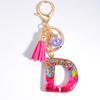 1 шт. брелок с блестками и кисточками в виде буквы, рождественский цвет, новый розовый красный брелок для ключей, автомобильный подарок