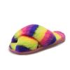 Women's Cotton Slippers Multi-color Plush Fluffy Home Fashion Leak Toe Indoor Cotton Shoes Size 36-43