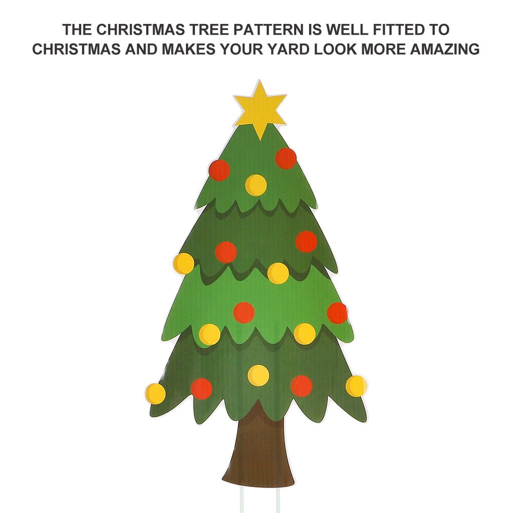 Christmas Yard Stakes with Tree Design Outdoor Lawn Sign for Garden Decoration Holiday Party Welcome Display Use